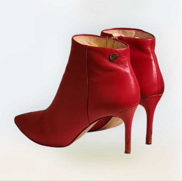 Women Vintage Leather Red Ankle Booties By Louis et Cie Size US 9M/EU 40 - Picture 6 of 11